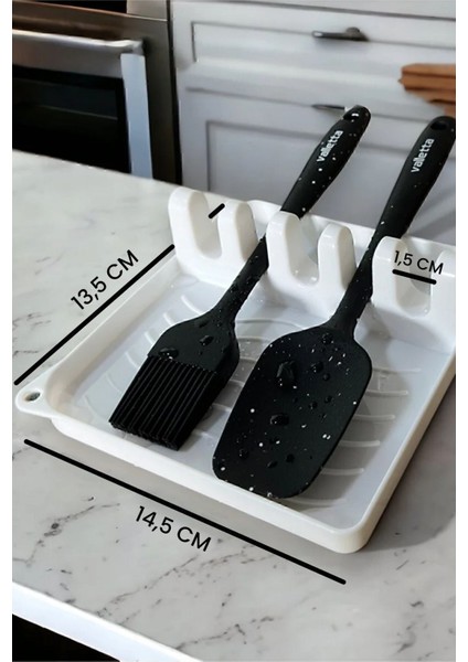 Beyaz Gili kapak tutucu ve kaşıklık, şık ve kullanışlı plastik tasarım, 11x11 cm fiyatları