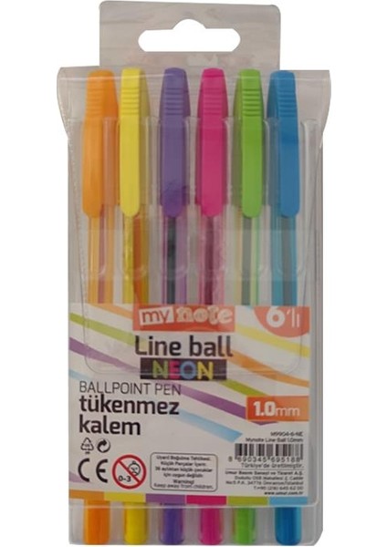 Line Ball 1.0 mm 6'lı Neon