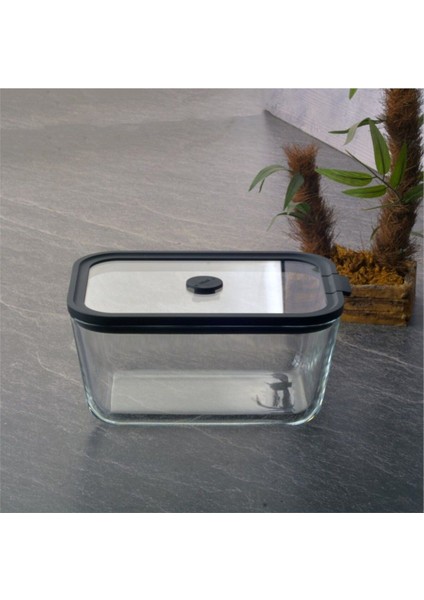 Siyah Cam Kapaklı 1400 ml Saklama Kabı, şık ve kullanışlı mutfak ürünü