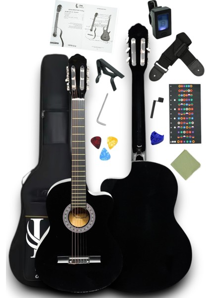 CG-3900BK-XBAG Klasik Gitar 4/4 Sap Ayarlı Kesik Kasa Full Set