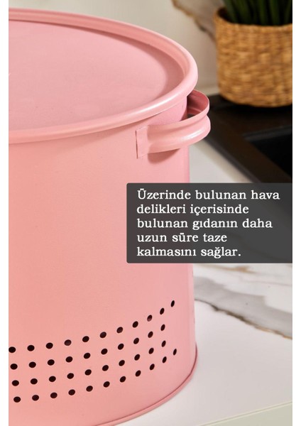 Prego Mega Boy 18 Lt Patates Soğan Saklama Kutusu 2 Bölmeli Metal Sebzelik Mutfak Düzenleyici Pembe