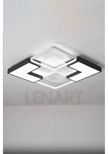 Modern Kare Tasarımlı LED Tavan Avize - Renkli Aydınlatma Seçenekleri, Uzaktan Kumandalı - Metal Malzeme, 50x50 Boyutunda
