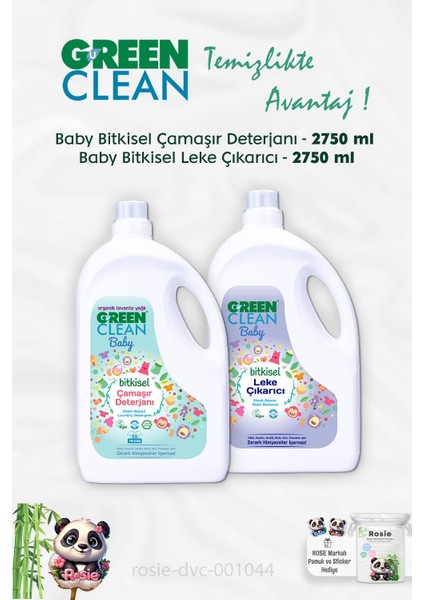 Green Clean Baby Çamaşır Deterjanı 2750 Ml, Baby Leke Çıkarıcı 2750 ml ve Rosıe