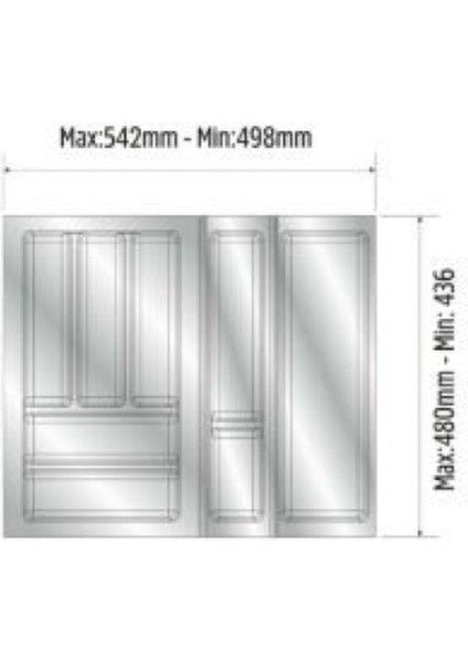 Beyaz Plastik Çekmece İçi Kaşıklık, 54x48 cm, Sarı, ayarlanabilir yan ve boydan kesilebilir fırsatları