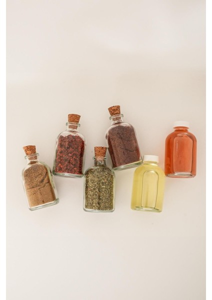 6'lı Mini Cam Şişe Seti, Baharat, Tuz, Yağ için şeffaf, şık ve kullanışlı turuncu ürün modelleri