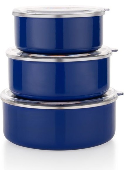 Lacivert 3'lü Saklama Kabı Seti, 6 Parça, Emaye, Mutfak ve Buzdolabı Düzeni fiyatları