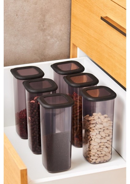 9'lu Antrasit Renkli Saklama Kabı Seti, Pratik ve Şık Mutfak Çözümü