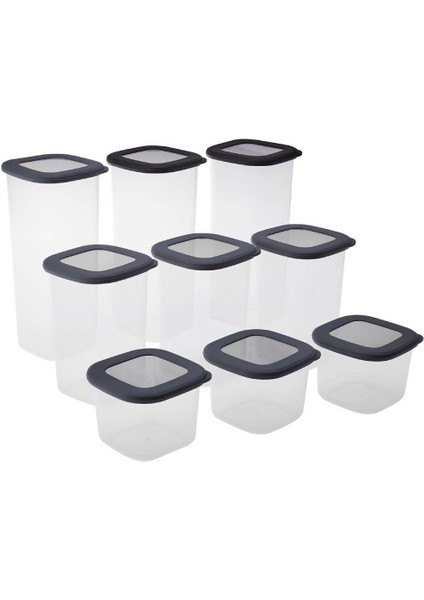 9'lu Antrasit Renkli Saklama Kabı Seti, Pratik ve Şık Mutfak Çözümü fırsatları