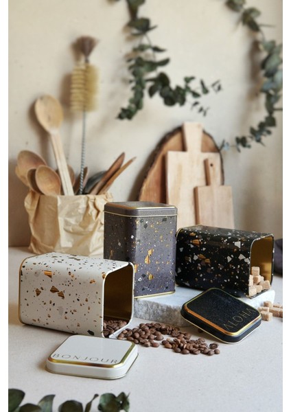 Kare Metal Saklama Kabı Seti 75x75, 3'lü, şık ve dayanıklı mutfak çözümü