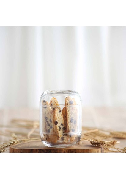 Beyaz çiftli cam saklama kabı, şık ve pratik mutfak çözümü 250-499 ml