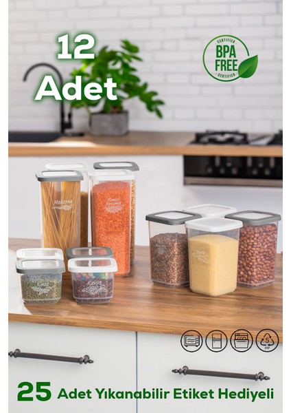 12'li renkli kapaklı saklama kabı seti, şık ve pratik organizasyon sağlar. modelleri