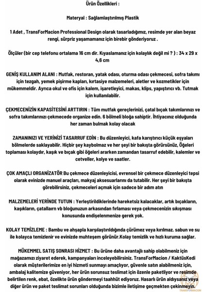 Beyaz 6 Gözlü Plastik Çekmece Düzenleyici 30x34 fırsatları