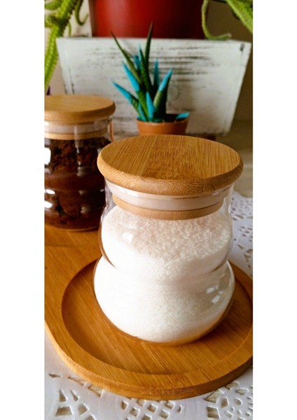 Bambu Standlı Cam Kavanoz Seti, 220 ml, 3 Parça, kahve ve şeker saklama için ideal modelleri