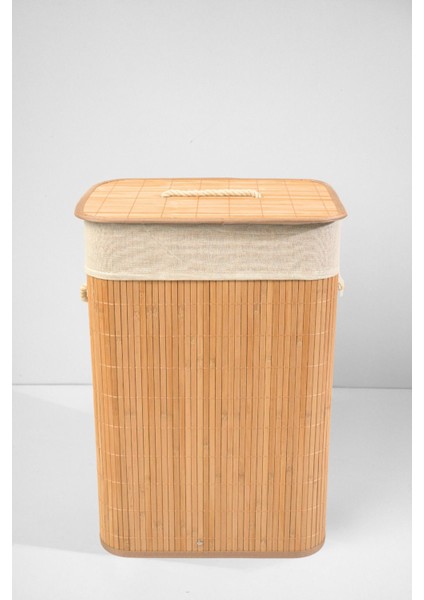 Katlanabilir Bambu Çamaşır Sepeti 44x39x62CM, Şık ve Kullanışlı Bej Renkli fiyatları