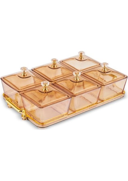 6'lı dekoratif sunumluk seti, kahvaltılık, 28x18,5x5,5 cm, canlı sarı renk modelleri
