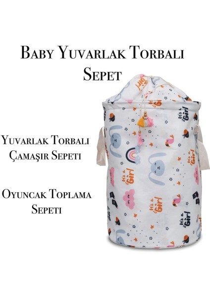 Renkli yuvarlak jüt sepet, oyun ve kirli sepeti, oda aksesuarı, 46x32 cm