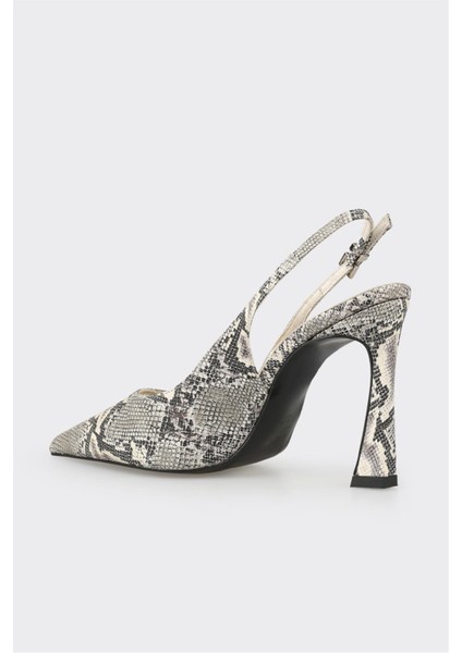 Gri Deri Kadın Topuklu Ayakkabı modelleri