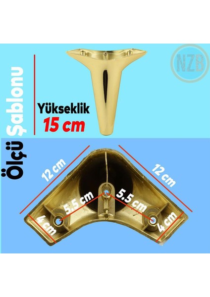 Mobilya Kanepe Sehpa Puf Koltuk Ayağı Altın Baza Ayak 15 cm 4 Adet fiyatları