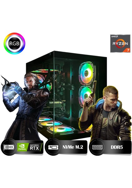 One HRA644060 Ryzen 7 8700F 64GB Ram 1tb Nvme M.2 SSD RTX4060 8gb Masaüstü Oyuncu Bilgisayarı
