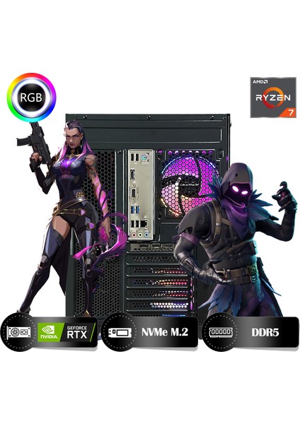 One HRA644060 Ryzen 7 8700F 64GB Ram 1tb Nvme M.2 SSD RTX4060 8gb Masaüstü Oyuncu Bilgisayarı