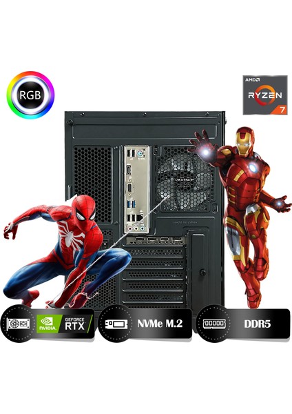 One HRA644060 Ryzen 7 8700F 64GB Ram 1tb Nvme M.2 SSD RTX4060 8gb Masaüstü Oyuncu Bilgisayarı