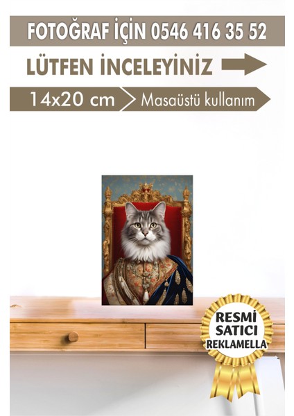 No:32 Kişiye Özel Tasarım Evcil Hayvan Tablosu Patili Hediyelik Kraliyet Kıyafetli Portresi