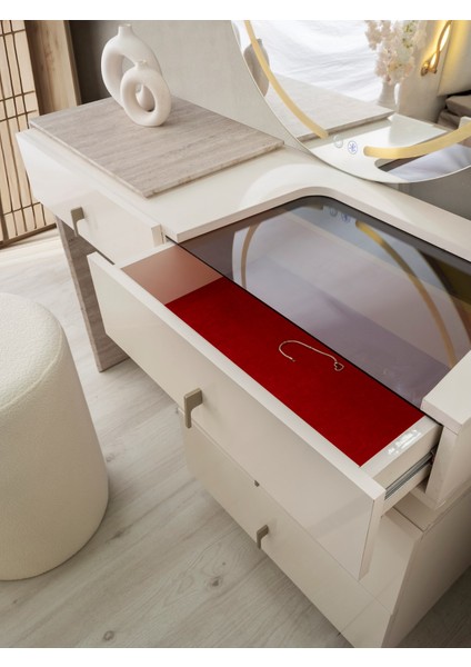 Platin Köşe Mdf Bazalı Ledli Yatak Odası Takımı