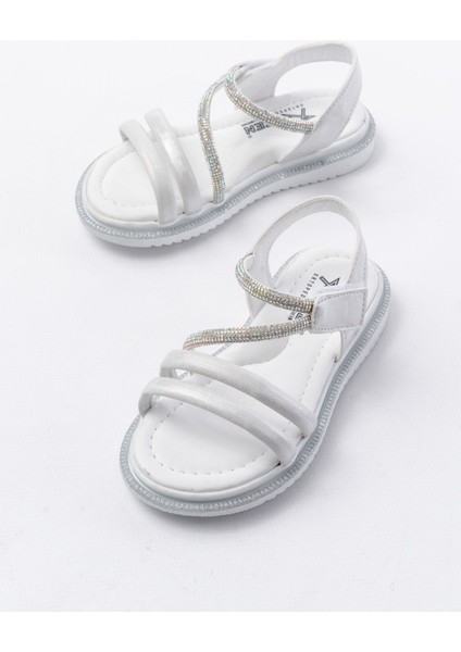 Kız Çocuk Cırtlı Taşlı Kaydırmaz Taban Sandalet fiyatları