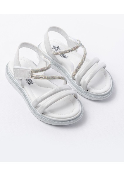 Kız Çocuk Cırtlı Taşlı Kaydırmaz Taban Sandalet modelleri