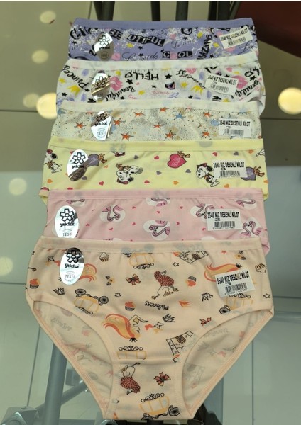 Yıldız 6'lı Asortili Kız Çocuk Likralı Pamuklu Külot Q3540D