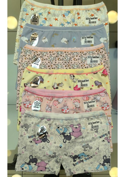 Yıldız 6'lı Asortili Kız Çocuk Likralı Pamuklu Boxer Q3543