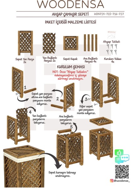Şık ahşap kapaklı çamaşır sepeti, siyah renk, dayanıklı ve pratik tasarım modelleri