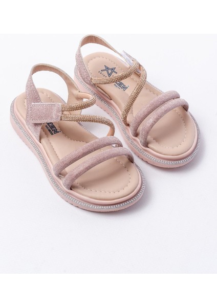 Kız Çocuk Cırtlı Taşlı Sandalet Kaydırmaz Taban Suni Deri Rahat Tasarım fiyatları