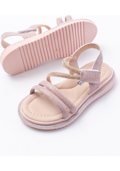 Kız Çocuk Cırtlı Taşlı Sandalet Kaydırmaz Taban Suni Deri Rahat Tasarım fırsatları