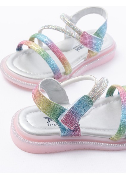 Kız Çocuk Cırtlı Taşlı Kaydırmaz Taban Sandalet fırsatları