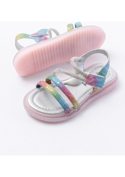 Kız Çocuk Cırtlı Taşlı Kaydırmaz Taban Sandalet indirimleri