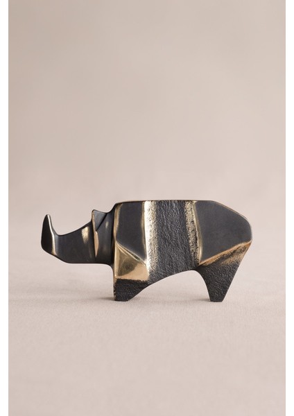 Origami Gergedan Şeklinde Antik Görünümlü Dekoratif Obje 9x4 cm modelleri