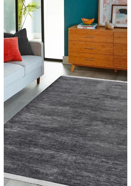 Azra Kaymaz Taban Antrasit Halı – Salon, Çocuk Odası ve Mutfak Için Yıkanabilir, Yumuşak Kilim