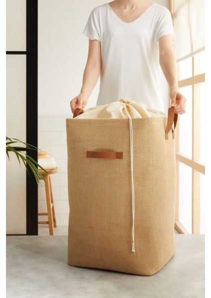 Katlanabilir jüt saklama sepeti, çocuk odası ve kirli çamaşırı düzeni için 36x36x57 fiyatları