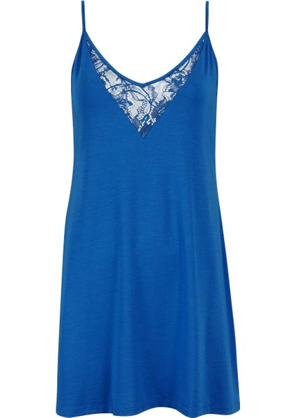 Lazy Days Saten Görünümlü Modal Ipek Gecelik Dantel Detaylı Derin Sırt Dekolteli