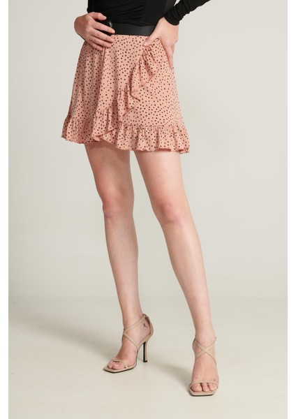 Kadın Puantiyeli Fırfırlı Beli Lastikli Etek modelleri