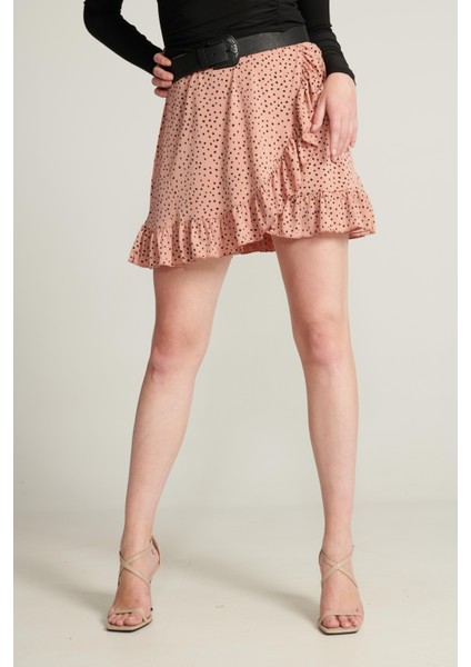 Kadın Puantiyeli Fırfırlı Beli Lastikli Etek fırsatları