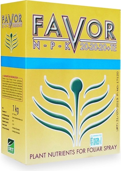 Doktor Tarsa Favor Npk 20-20-20+Te 1kg Harmanlanmış Yaprak Gübresi