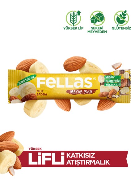 Meyve Bar - Muz & Badem 35 g x 12 Adet