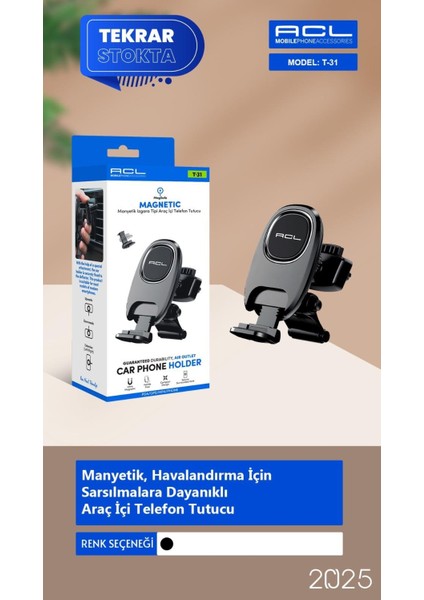 T-31 Araç Içi Telefon Tutacağı | Klipsli ve Ayarlanabilir Havalandırma Tipi Sabit Telefon Aparatı fırsatları
