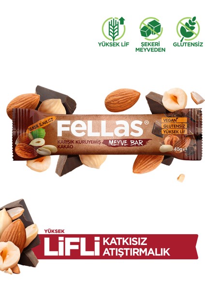 Meyve Bar - Karışık Kuruyemiş ve Kakao 40 gr x 12 Adet