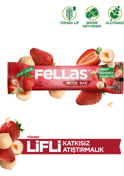 Meyve Bar - Çilek & Fındık 35 g x 12 Adet