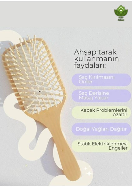 Bambu Uçlu Saç Fırça Ahşap Saç Fırçası Ahşap Tarak