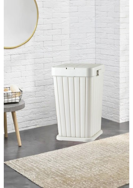 Mini Çamaşır Sepeti, Dokunmatik Kapak, 40L, Çok Amaçlı, Beyaz, Plastik fiyatları