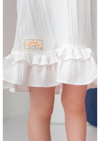 Kız Çocuk Fırfırlı Askılı Elbise - Beyaz fırsatları